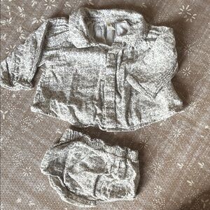 Rylee + Cru Cream Floral Blouse and Bloomer Set